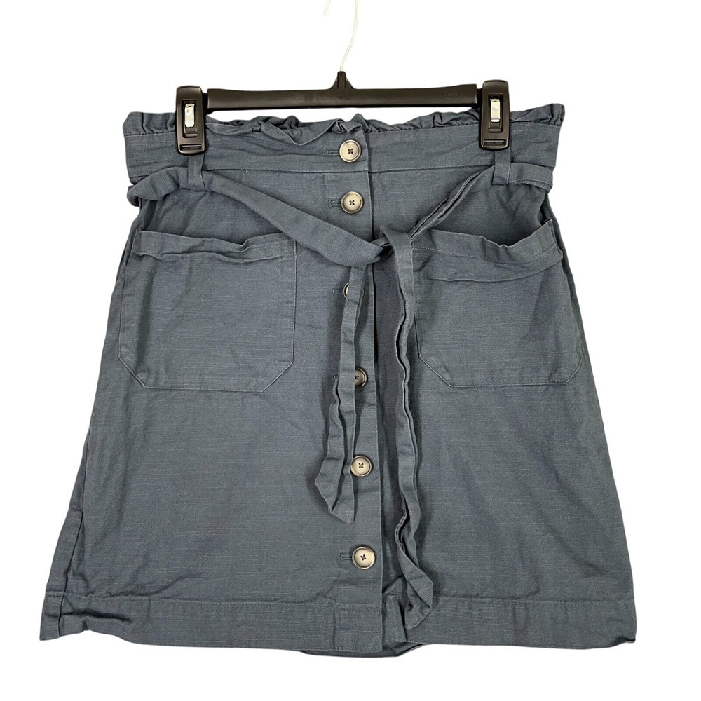 LOFT Skirt Womens 6 Petite Slate Paper-bag Waist Mini Short Tie-front‎ Casual